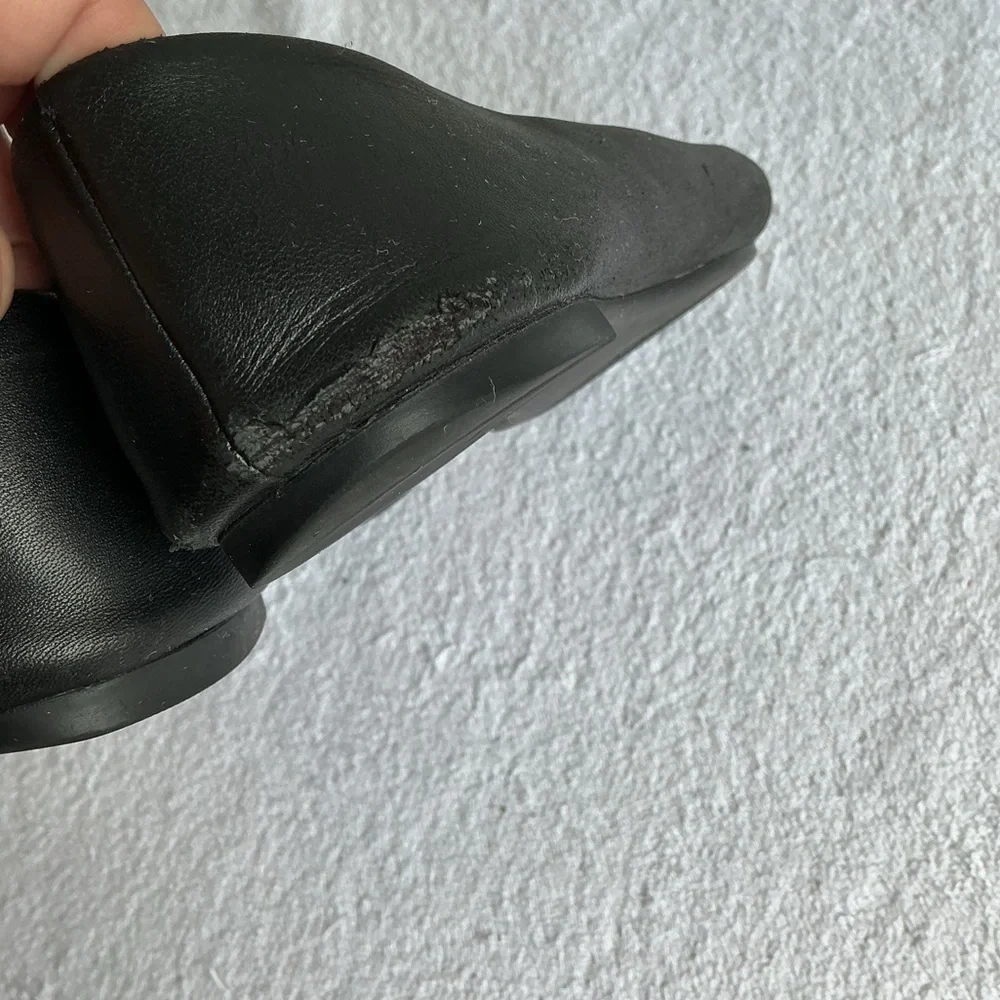 Tory Burch Black Leather Flats with Gold Emblem